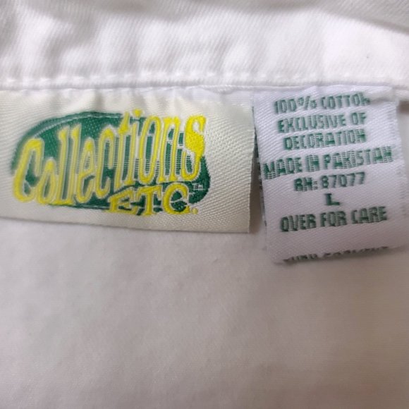 Collections Etc Womens Large Embroidered Floral Boho Art Deco White Denim Jacket - Picture 12 of 15